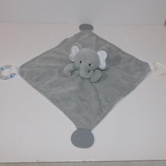 Modern Baby Other - Modern Baby Gray White Elephant Security Blanket Baby Lovey Teether Rattle Nunu